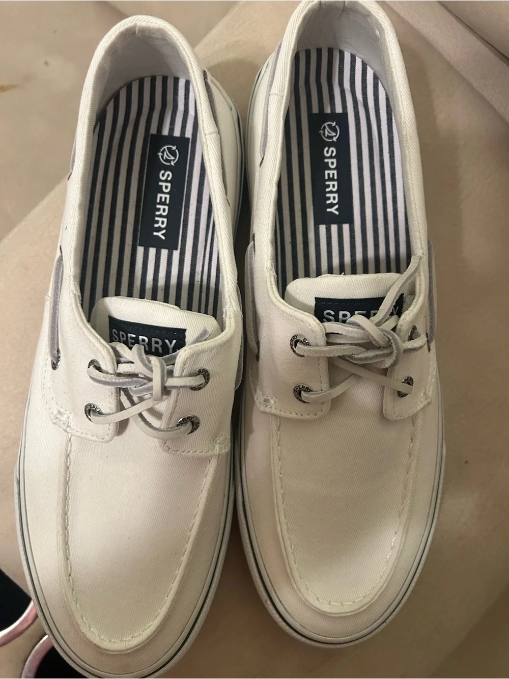 Sperry Men's Off-White Canvas Boat Shoes